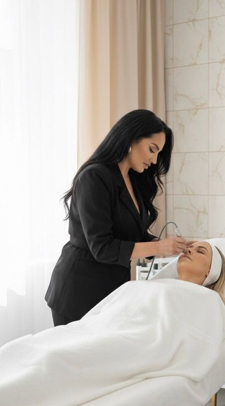 Dorota Waśniewska wykonująca bezpieczny zabieg modelowania ust kwasem hialuronowym. Najwyższe standardy higieny i precyzja w gabinecie medycyny estetycznej Olsztyn.